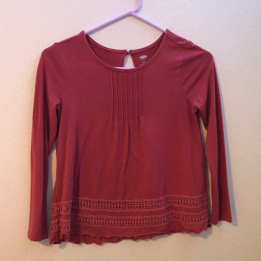 Orangey Red Long Sleeve Shirt
